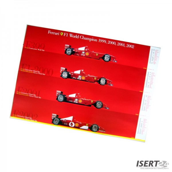 Original Ferrari Poster F1 World Champion 99/00/01/02
