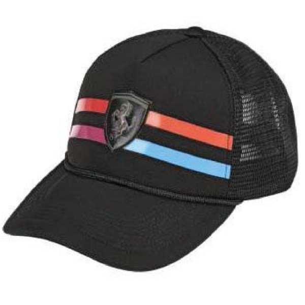 Ferrari Cap Mütze Basecap Damen schwarz mit bunten Streifen