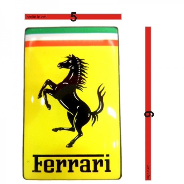 Original Ferrari Aufkleber / Emblem / Plakette 3D Gel 5x9cm
